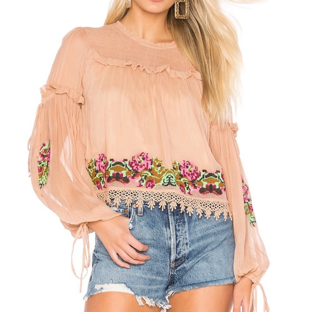 Tularosa Lottie Embroidered Top from Revolve Size XS